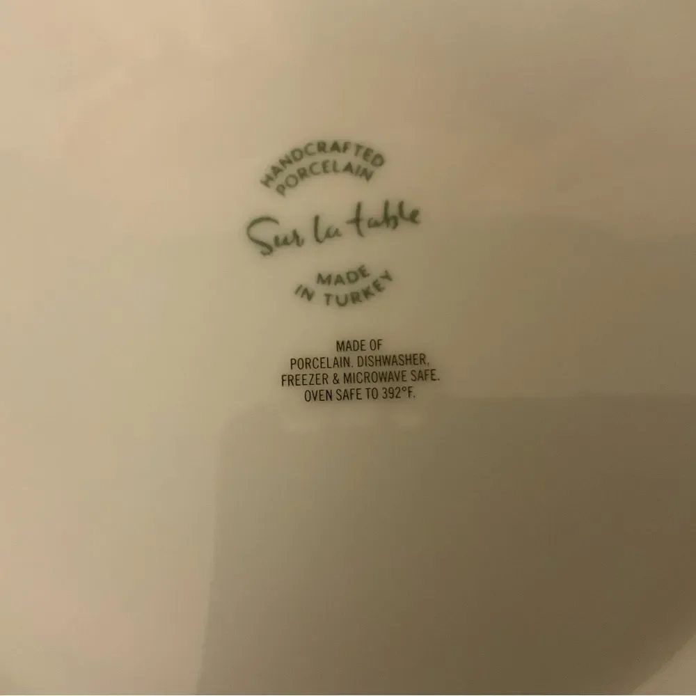 New Sur la Table Turkey WHITE Rim Dinner Plate 10 5/8